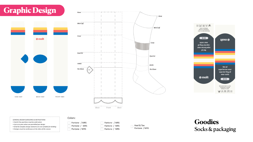 Malt — goodies, socks & packaging